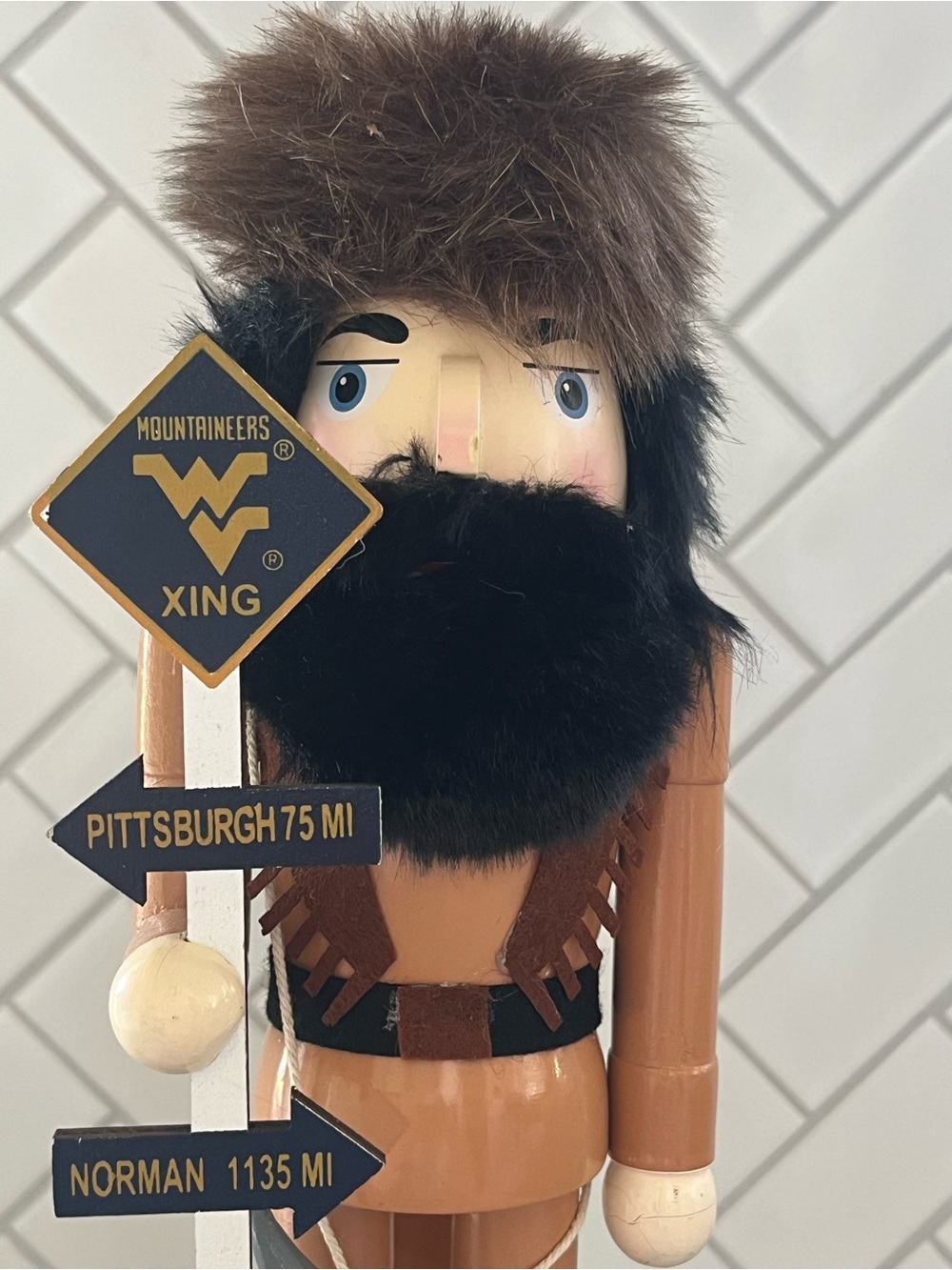 WVU Mountaineers Nutcracker Santa’s Workshop Handcrafted Collectible with Tags